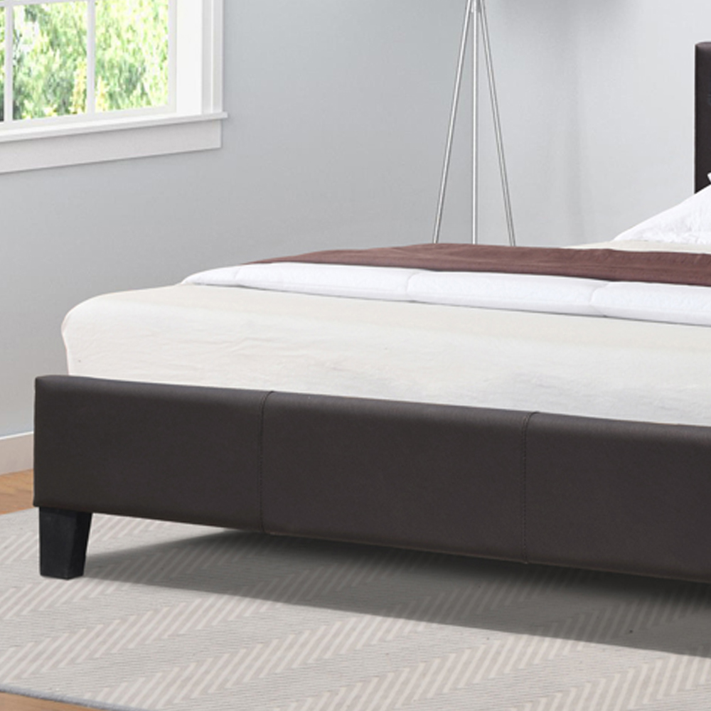 Comfy Living Small Double Brown Faux Leather Bed Frame with LED Strip Image 3