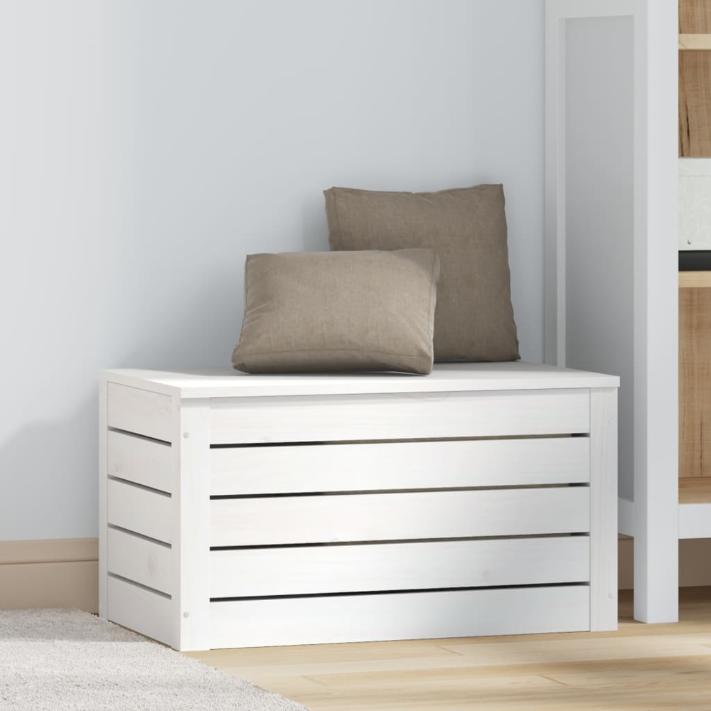 vidaXL White Solid Pinewood Stackable Storage Box Image 2