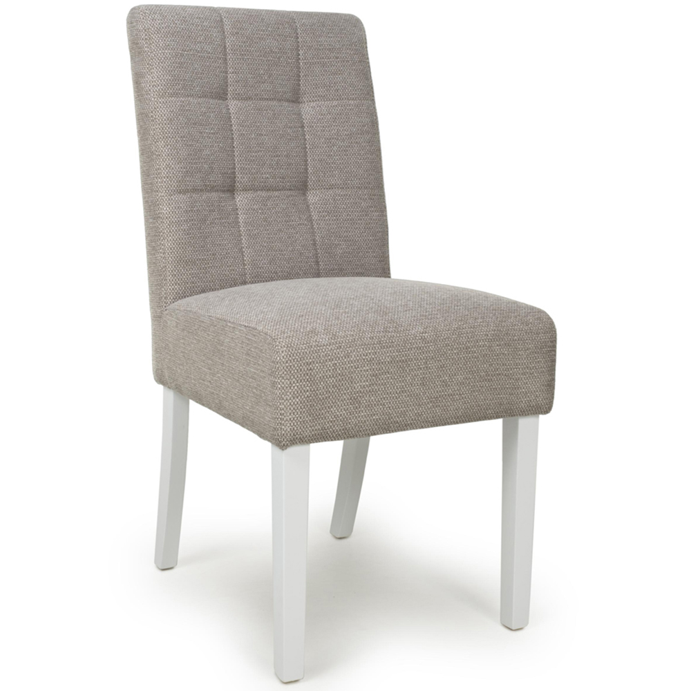 Portland Harlow Mocha Weave White Legs Waffle Back Dining Chair Image 2
