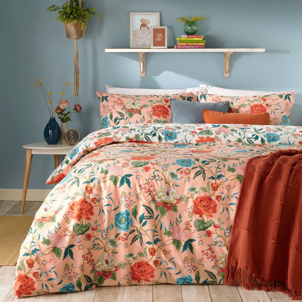 furn. Azalea Double Pink Floral Duvet Cover Set Image 1