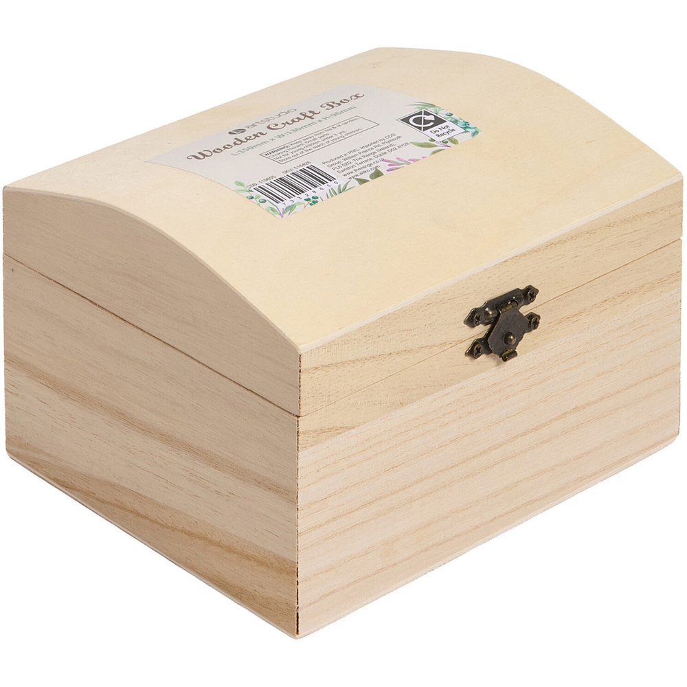 Wooden Unfinished Craft Box Natural Image 1