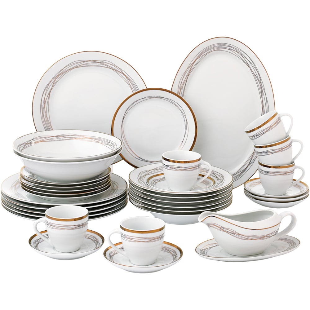 Waterside Gold Swirl 35 Piece Dinner Set Image 1