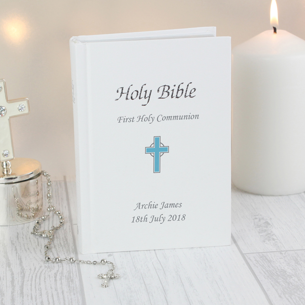 Personalised Memento Personalised Blue Cross Bible Image 5
