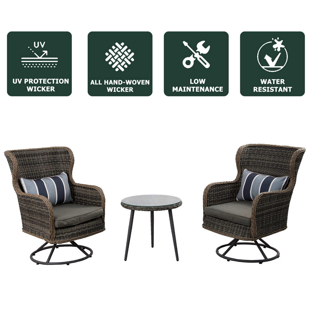 Furniture One 2 Seater Rattan Garden Swivel Lounge Set Image 4