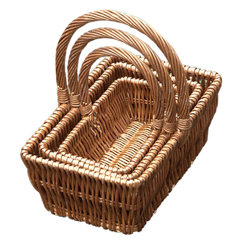 Red Hamper Rectangular Gift Shopping Basket Set of 3 Image 1