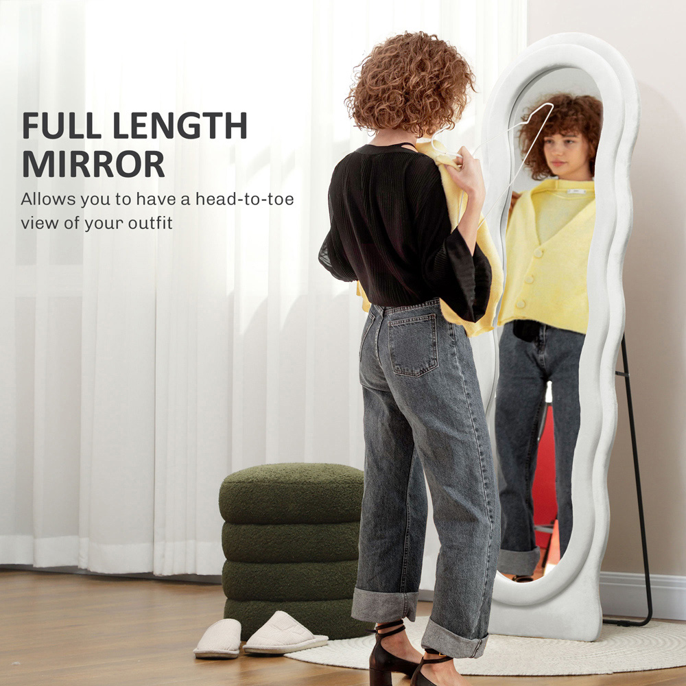 Portland White Velvet Frame Full Length Mirror 160 x 50cm Image 6