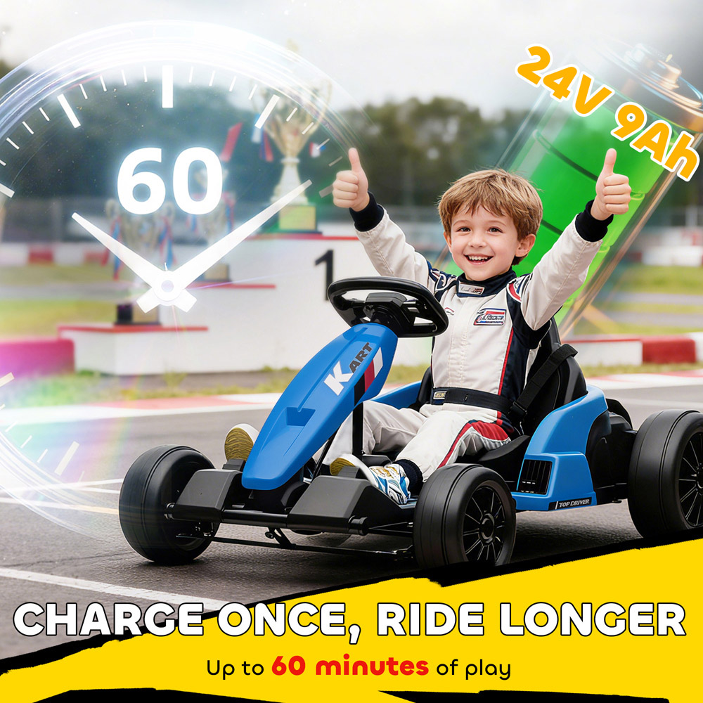 Tommy Toys AIYAPLAY Kids Blue Electric Ride One Go Kart with Drift Mode and Adjustable Seat 24V Image 5