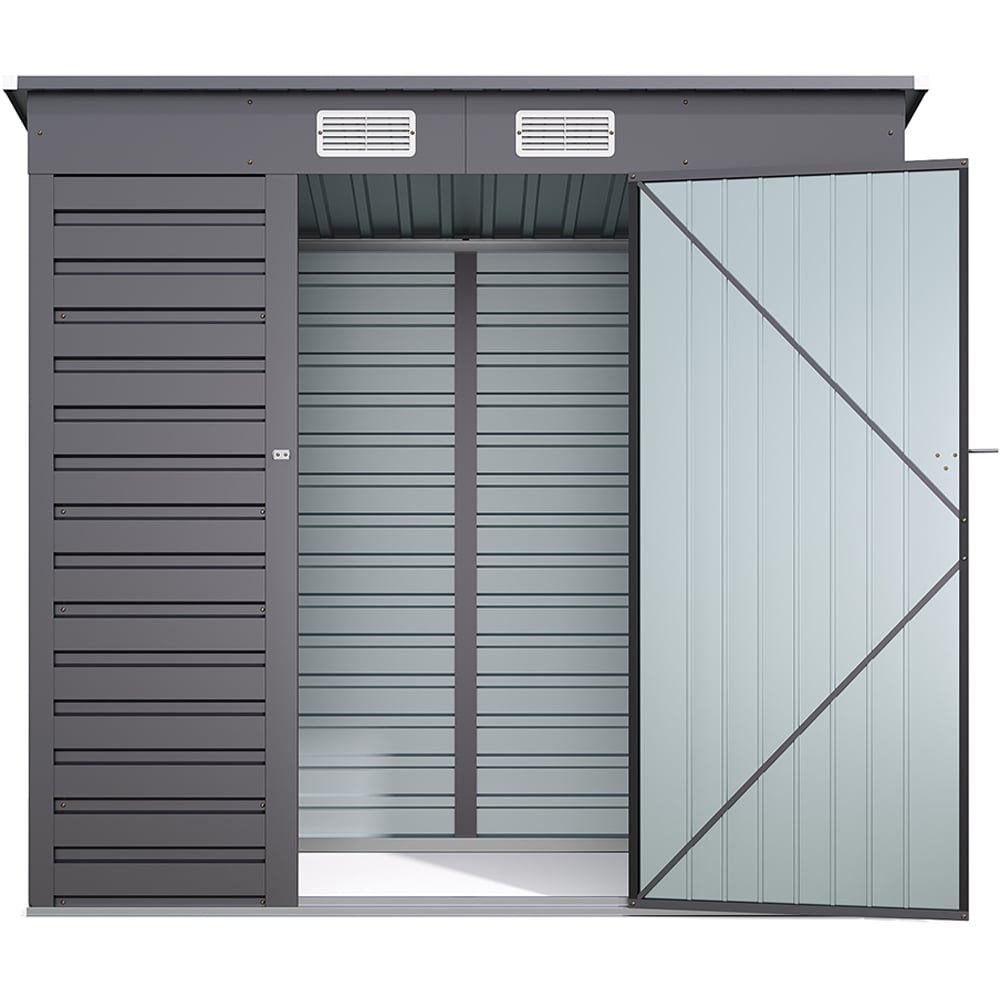 Living and Home 6.1 x 4ft Outdoor Galvanised Steel Storage Shed Grey Image 3