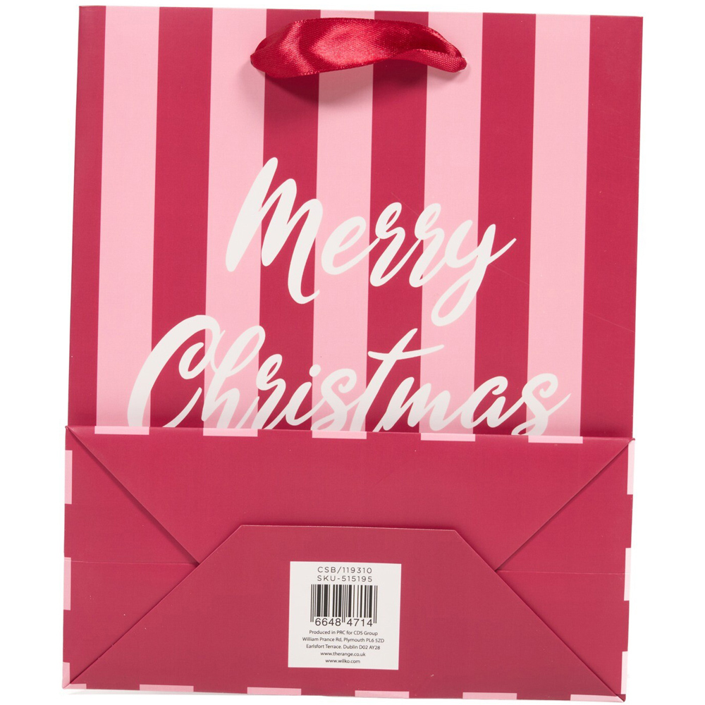 Merry Christmas Stripe Gift Bag Pink Small Image 2