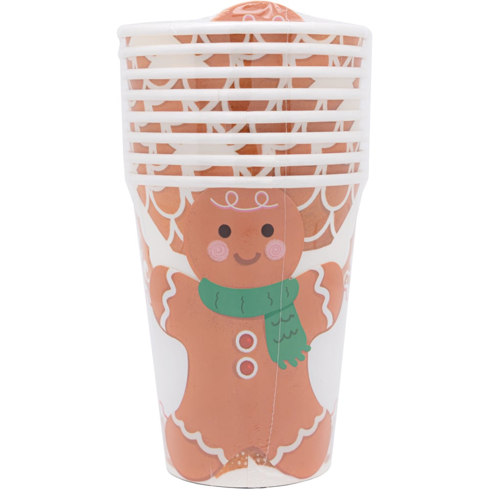Pack of 8 Gingerbread Paper Cups - Brown Image 1