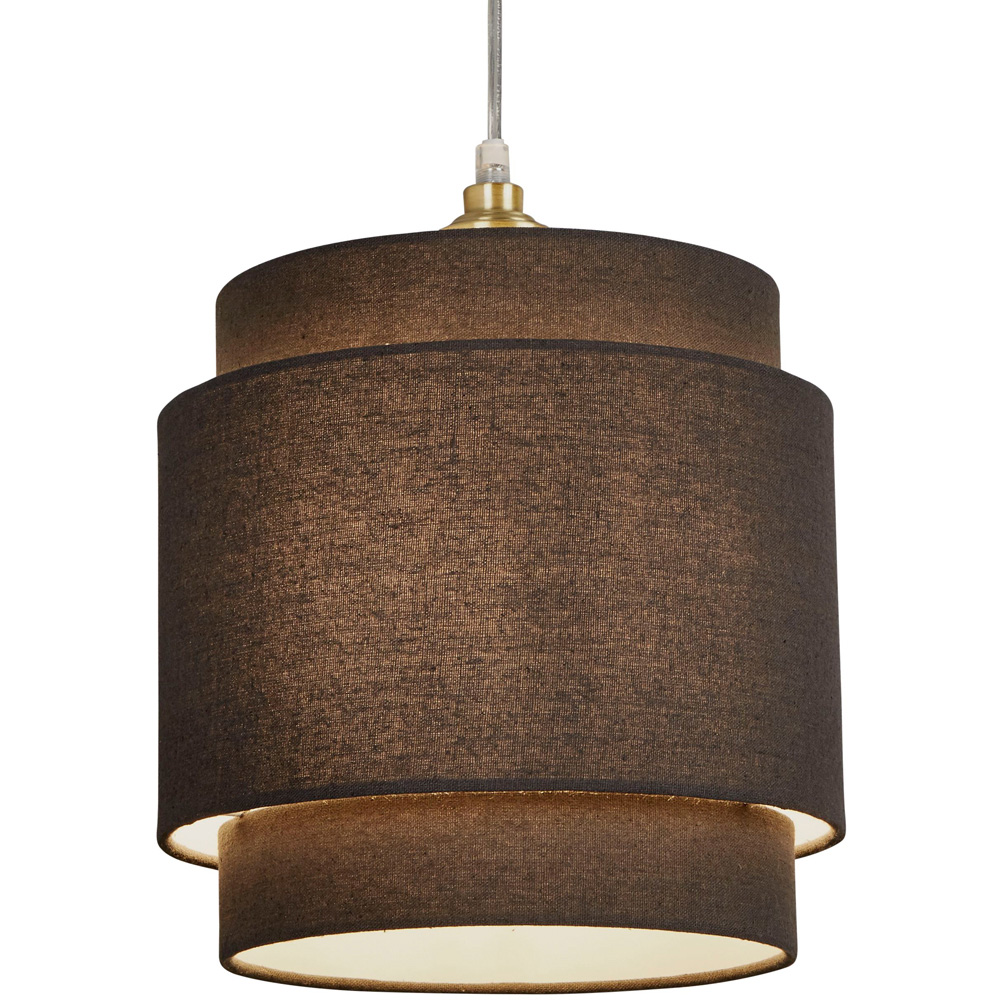 Lighting Collection Underwood 2-Tier Charcoal Grey Linen Ceiling Shade 20cm Image 3