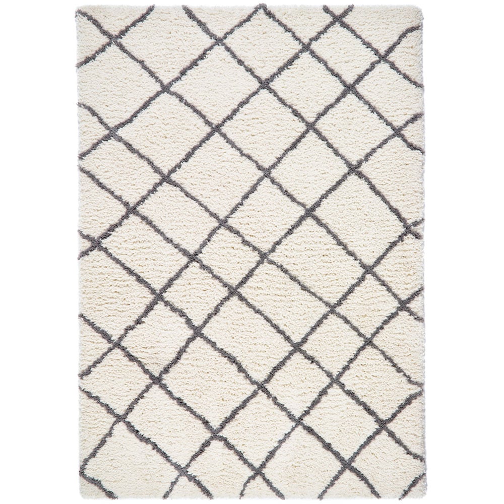 Origins Artisan Diamond White Grey Rug 80 x 150cm Image 1