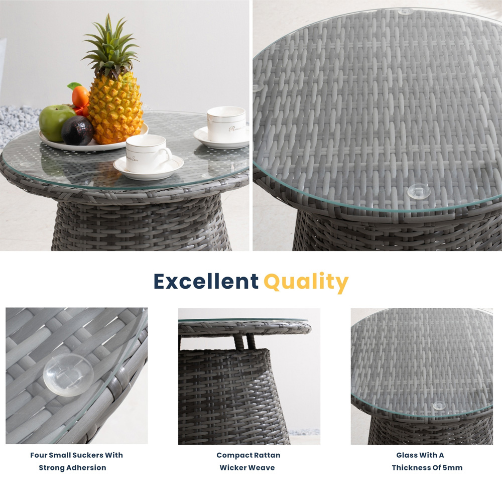 Direct Wicker 2 Seater Grey Rattan Aluminium Garden Bistro Set Image 7