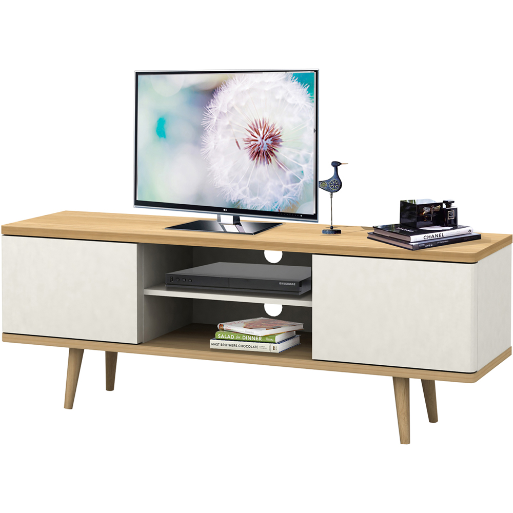 Loft24 Alandra 2 Door 2 Shelf White Oak TV Stand Image 5