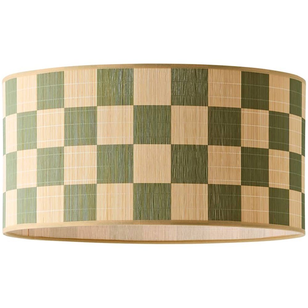 ValueLights Lori Green Check Print Bamboo Drum Easy Fit Ceiling Light Lamp Shade 45cm Image 1