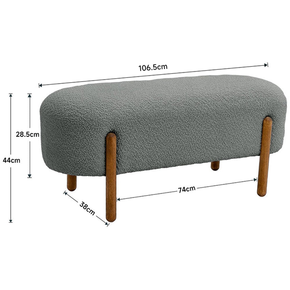 Living and Home 2 Seater Modern Upholstered Bench with Wooden Legs Image 8