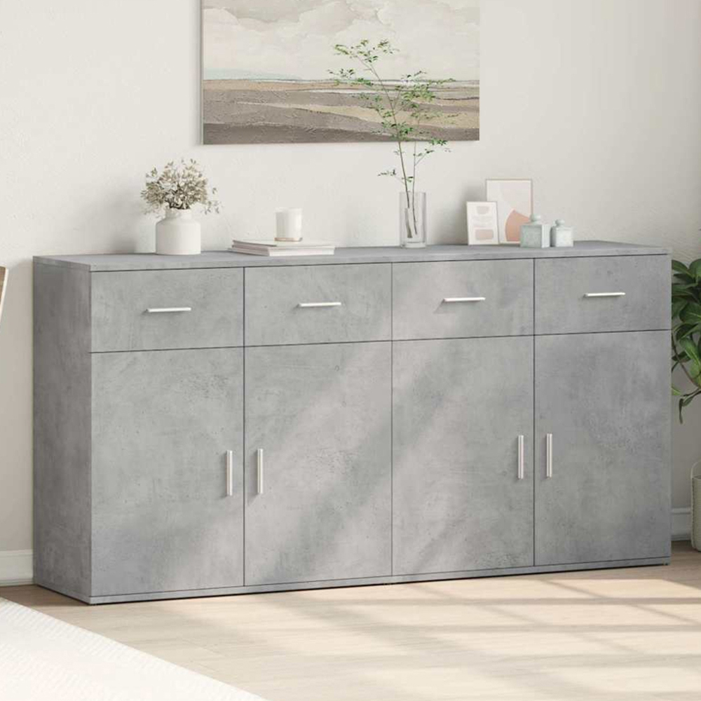 vidaXL 2 Door 2 Drawer Concrete Grey Sideboard 2 Pack Image 1