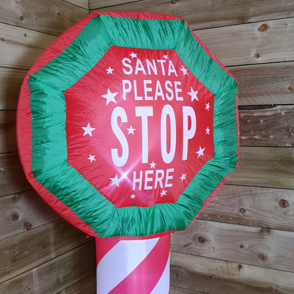 Samuel Alexander Santa Stop Here Lit Inflatable Christmas Sign 6ft Image 3