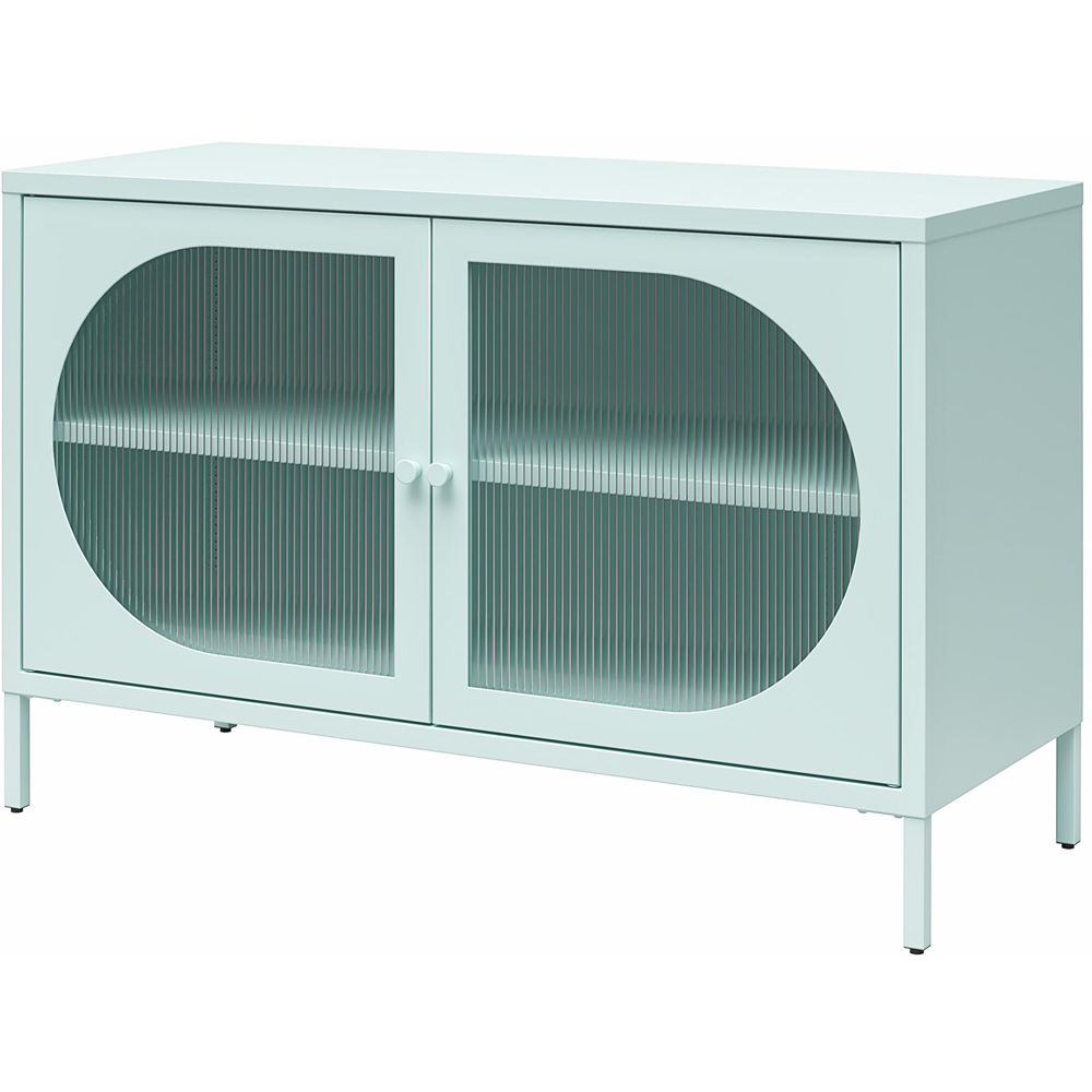 Dorel Luna 2 Door Sky Blue Fluted Glass Wide Accent Cabinet Image 5
