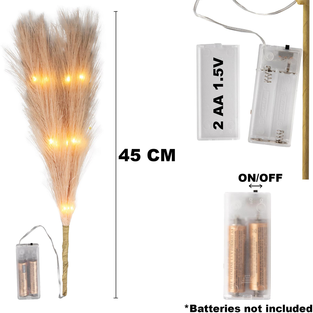 Shatchi Pre Lit Champagne Pampas Grass 45cm Image 5