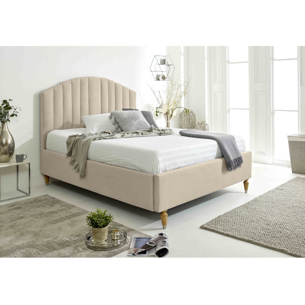 Eleganza Henrik Single Pearl Arlington Fabric Bed Frame with Curved Headboard Image 8