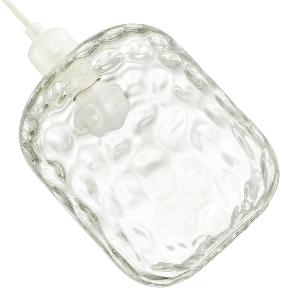 Happy Homewares Clear Glass Crater Effect Moulded Design Pendant Shade Image 3