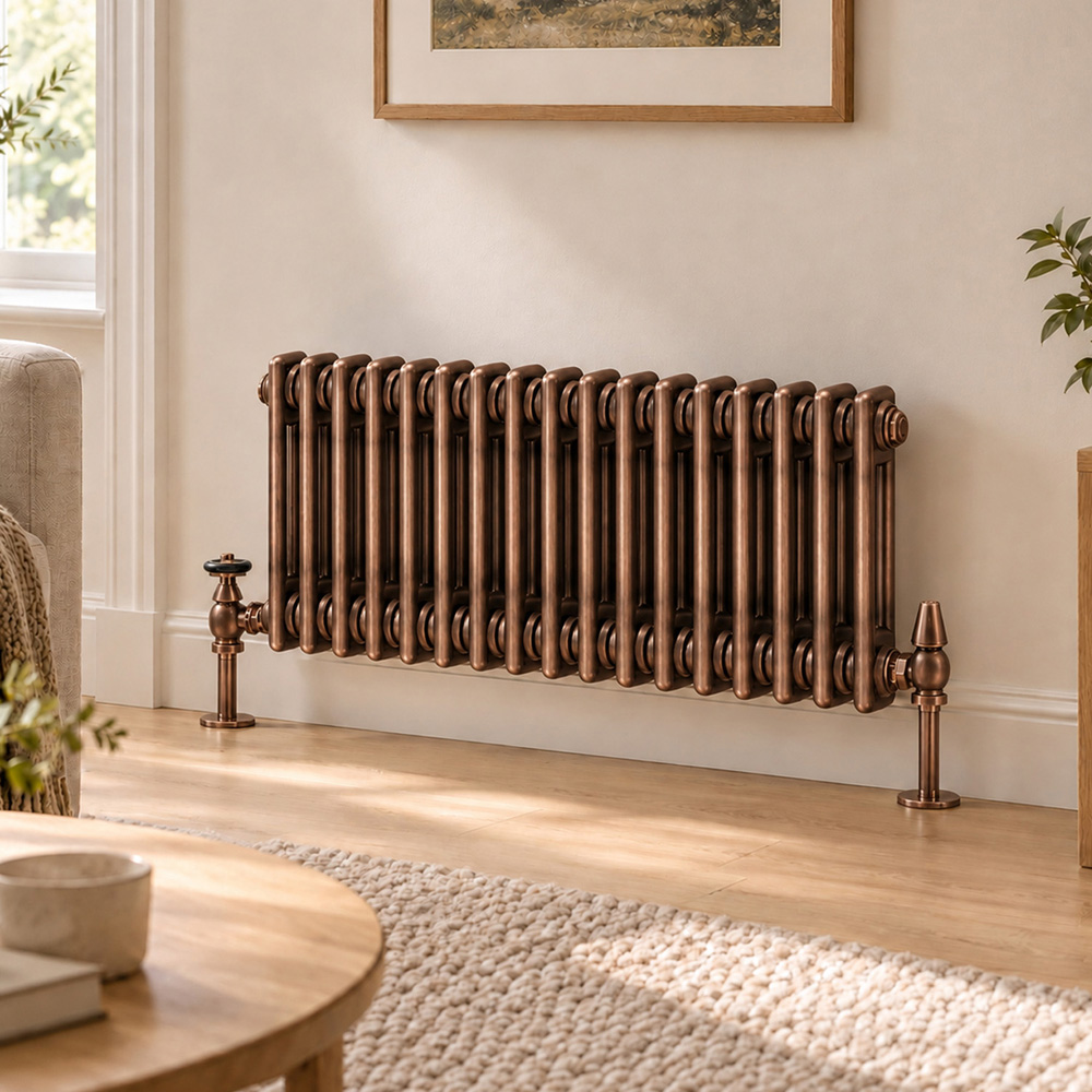Go Bathrooms Clarence 1372 BTU 2 Column 17 Sections Antique Copper Radiator 300 x 785mm Image 2