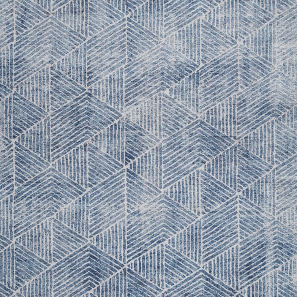 Kukoon Geometric Distressed Denim Blue Washable Rug 200 x 290cm Image 3