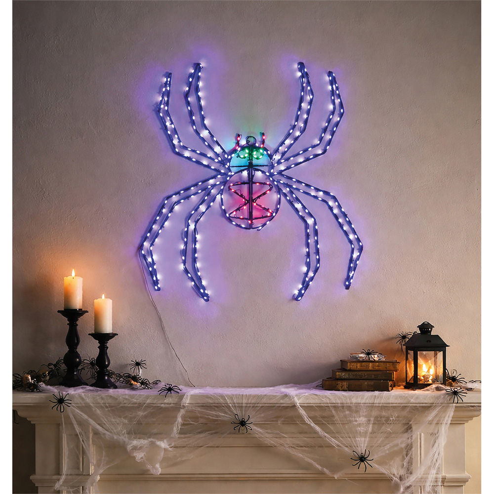 FXLab 274 Multicolour LED 2D Metal Spider Silhouette 54.5 x 3.5 x 61cm Image 2