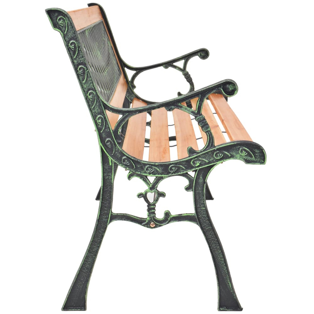 vidaXL Brown Cast Iron and Solid Wood Fir Cross Backrest Garden Bench 116cm Image 3