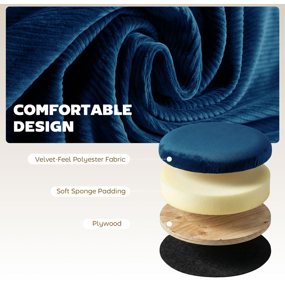 Portland Blue Round Storage Ottoman with Removable Top Image 7