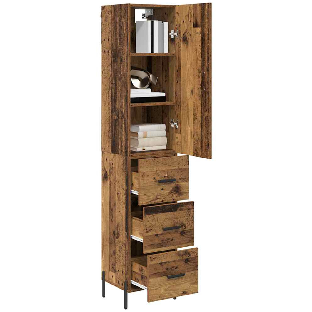 vidaXL Single Door 3 Drawer Old Wood Highboard Image 3