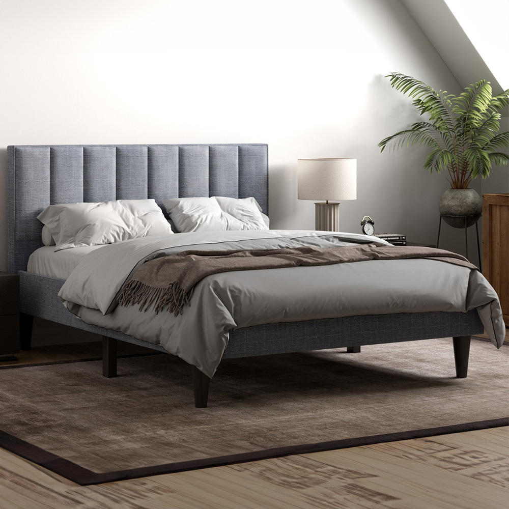 Flair Riverside Double Grey Linen Bed Image 1