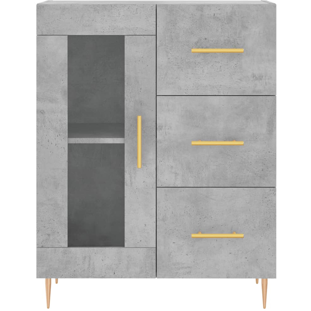 vidaXL 3 Glass Door 3 Drawer Concrete Grey Highboard Image 8