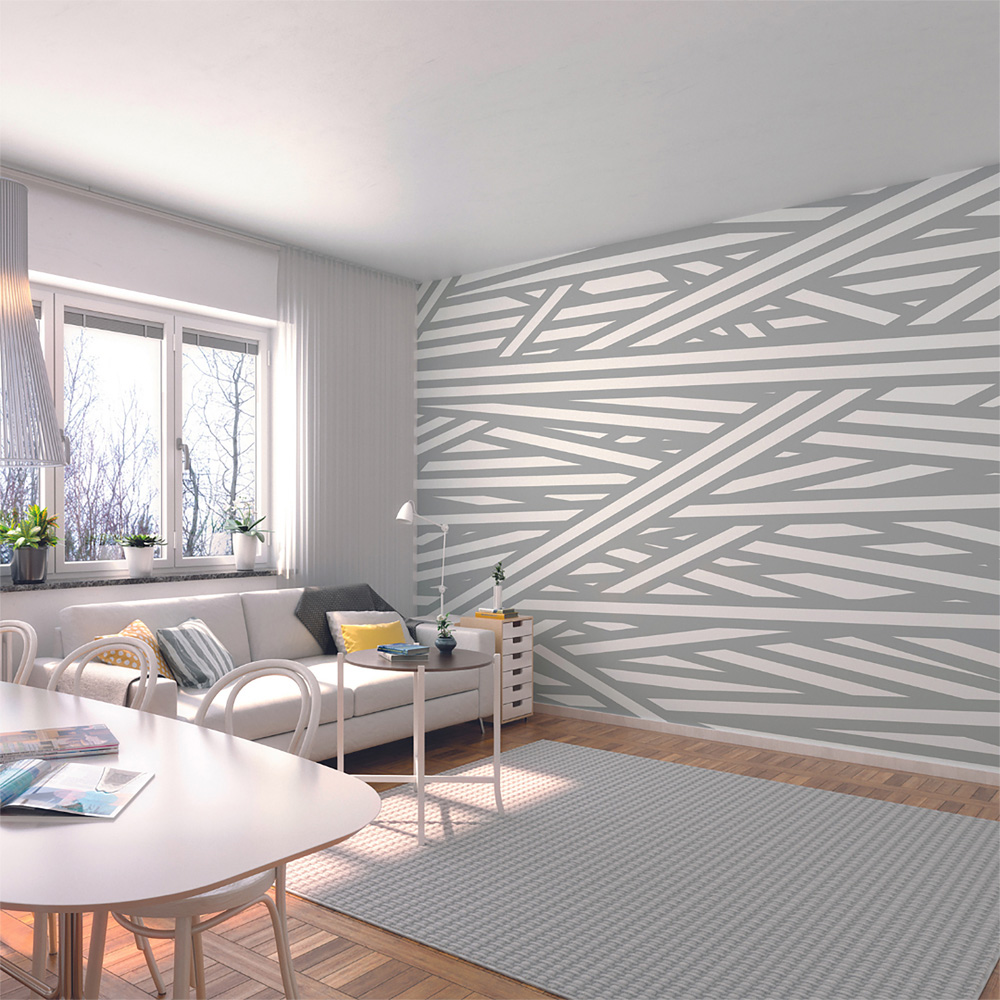 Origin Murals Striped Criss Cross Pattern Wall Mural Image 3