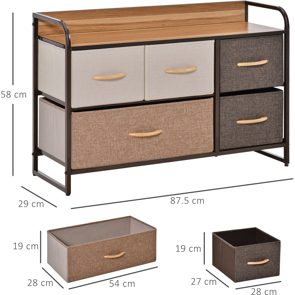 Portland 5 Drawer Brown and Wood Effect Chest of Drawers Image 8