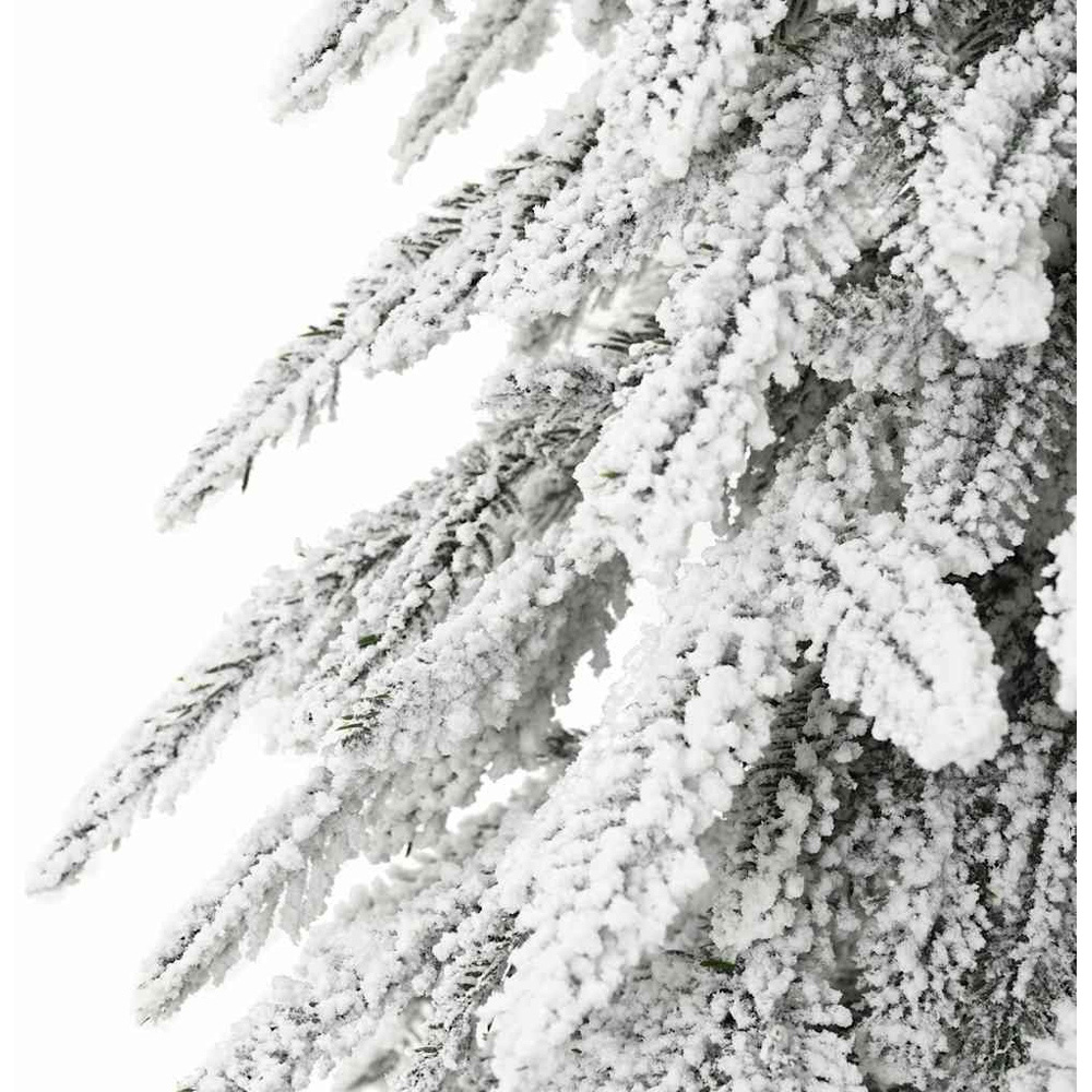 vidaXL Pre-Lit Blue Bauble White Snow Flocked Artificial Christmas Tree 7ft Image 4