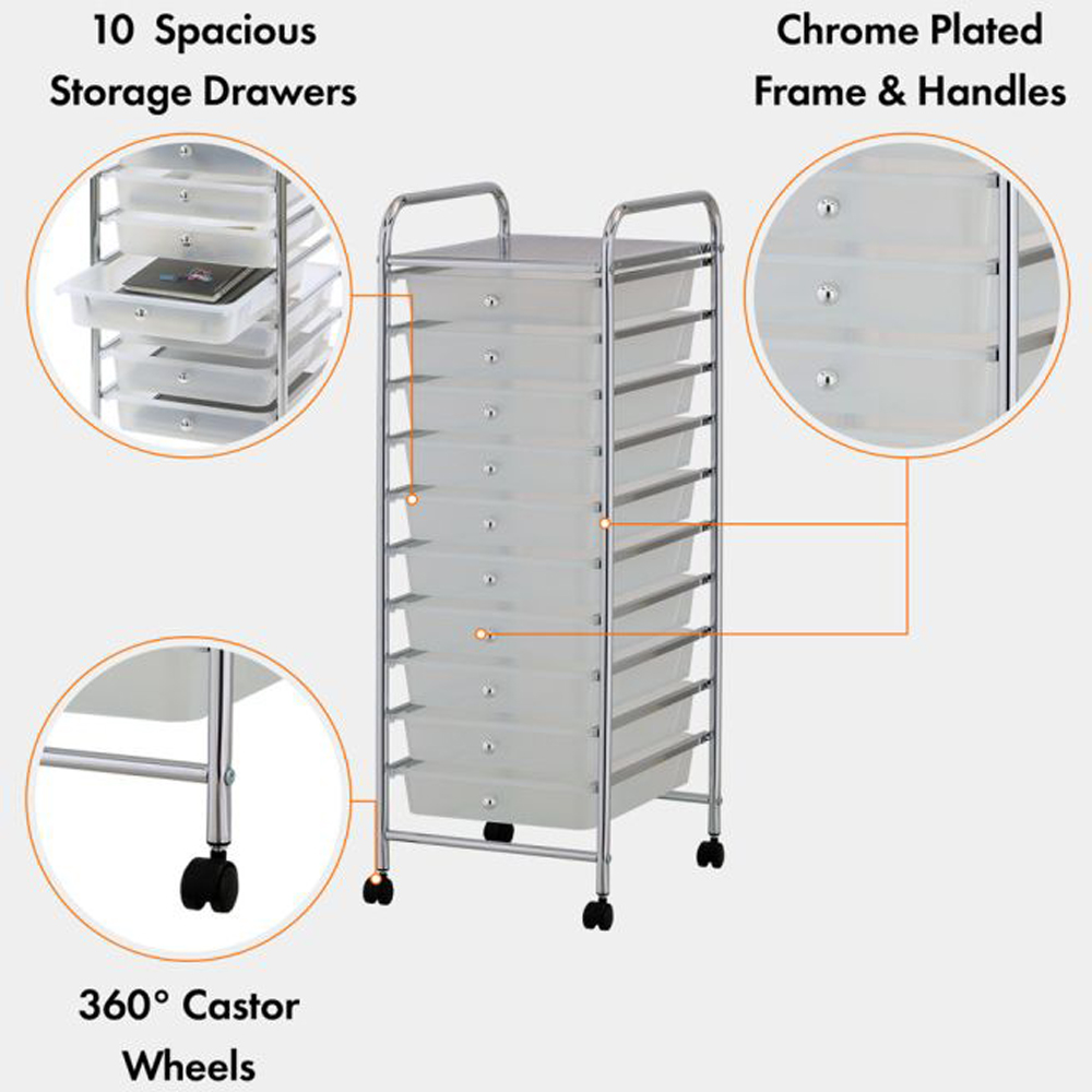 VonHaus 10 Drawer Storage Trolley Image 5