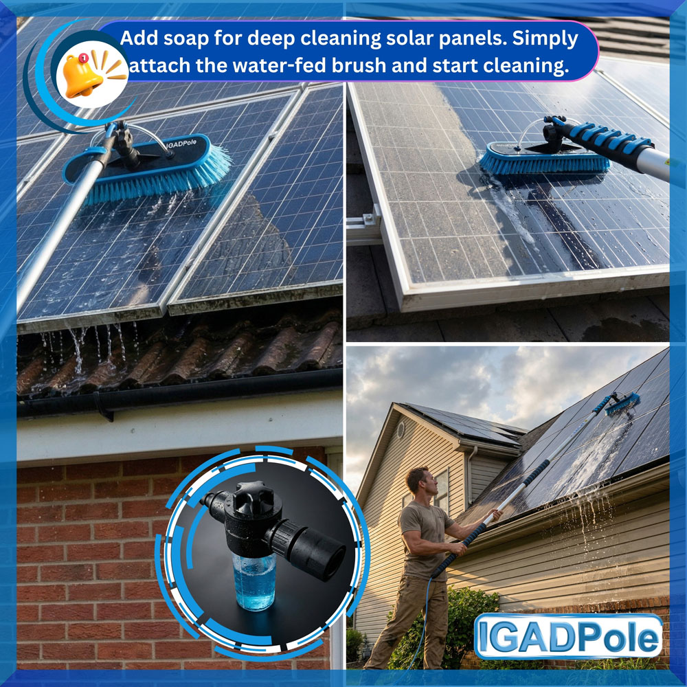 IGAD Pole Water-Fed Extension Pole Cleaning Kit with Cobweb Duster and Squeegee 5m Image 4