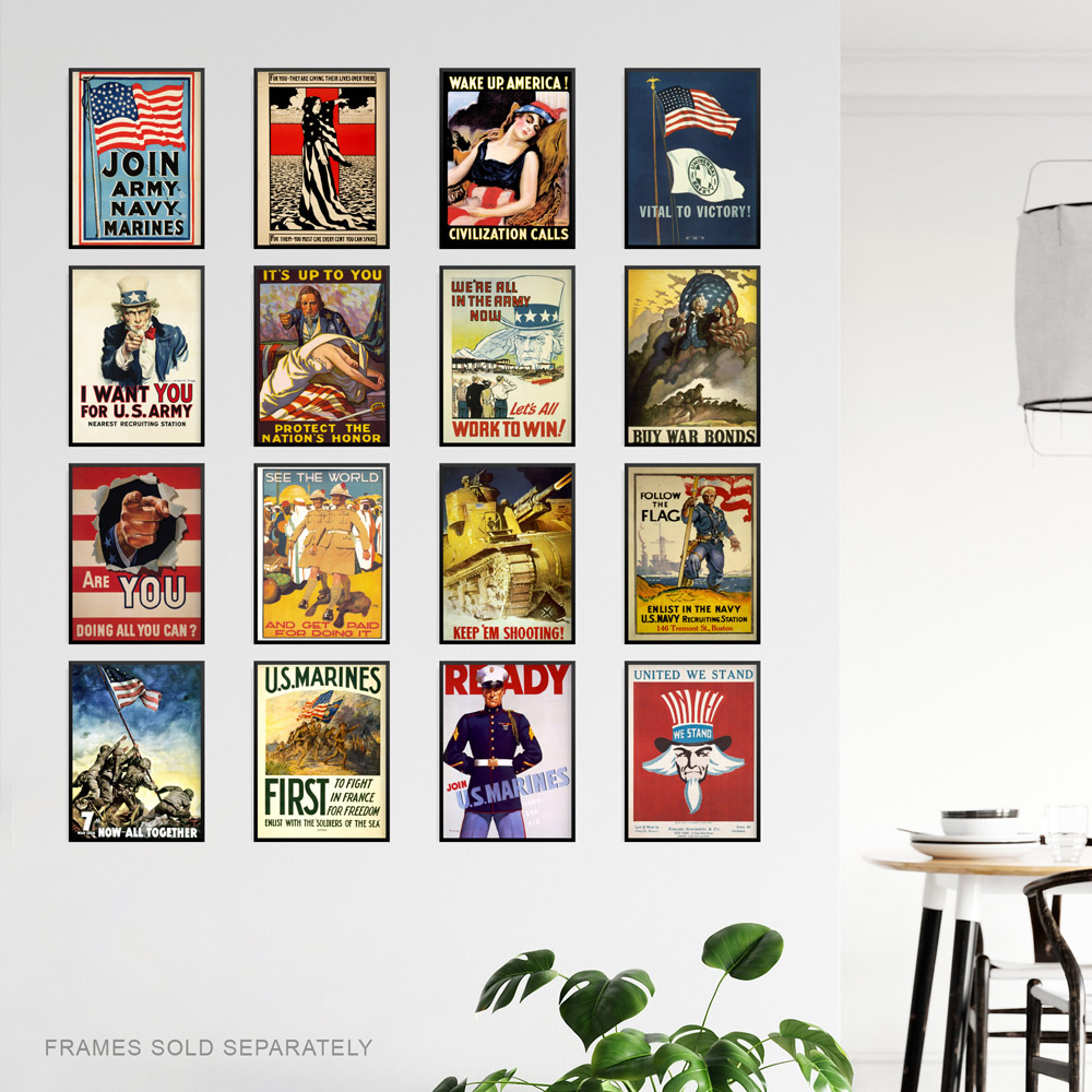 Artery8 World War 2 USA Military Recruitment Wall Art Print 30 x 41cm 16 Pack Image 3