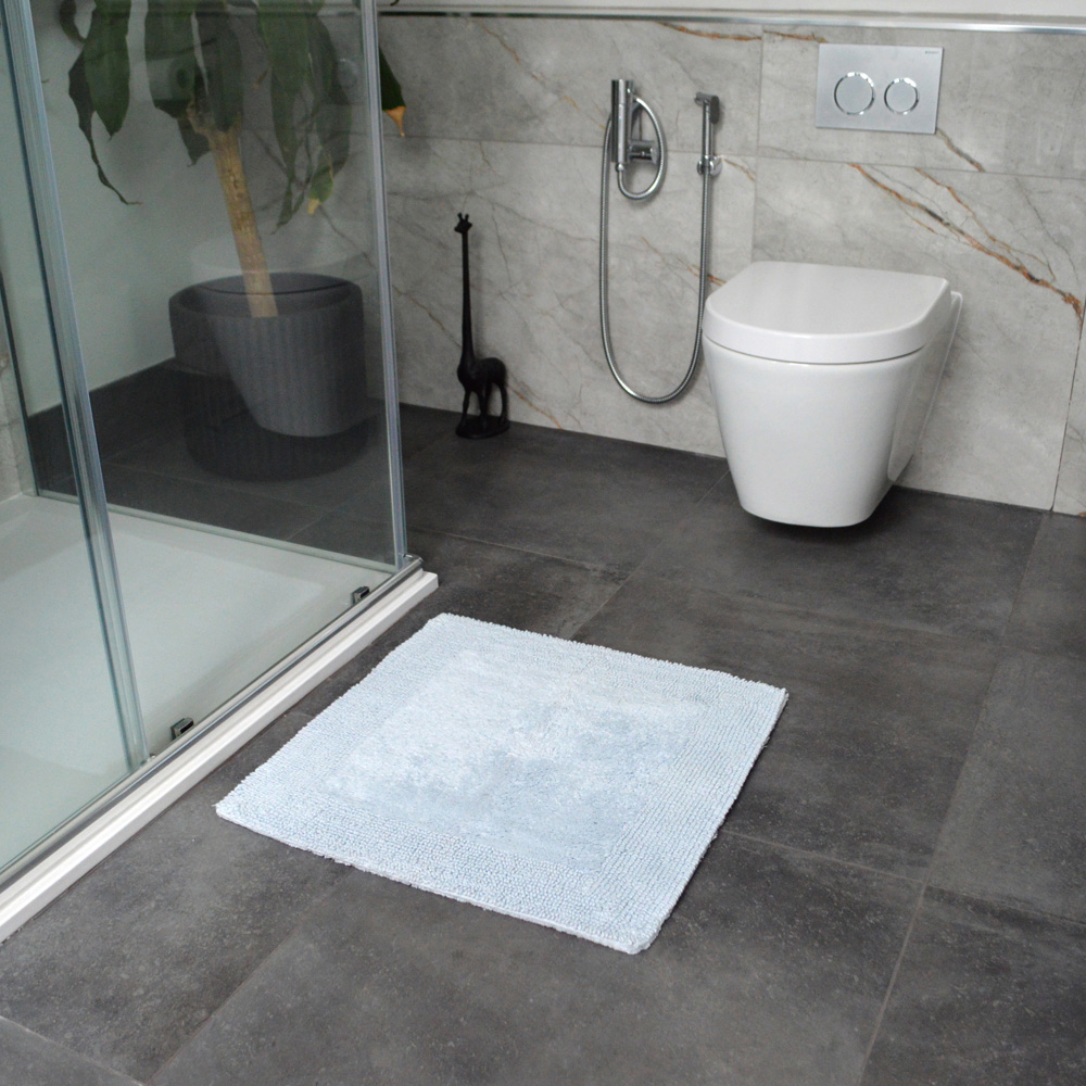 Allure Bath Fashions Elegance Baby Blue Reversible Square Bath Mat 55 x 55cm Image 2
