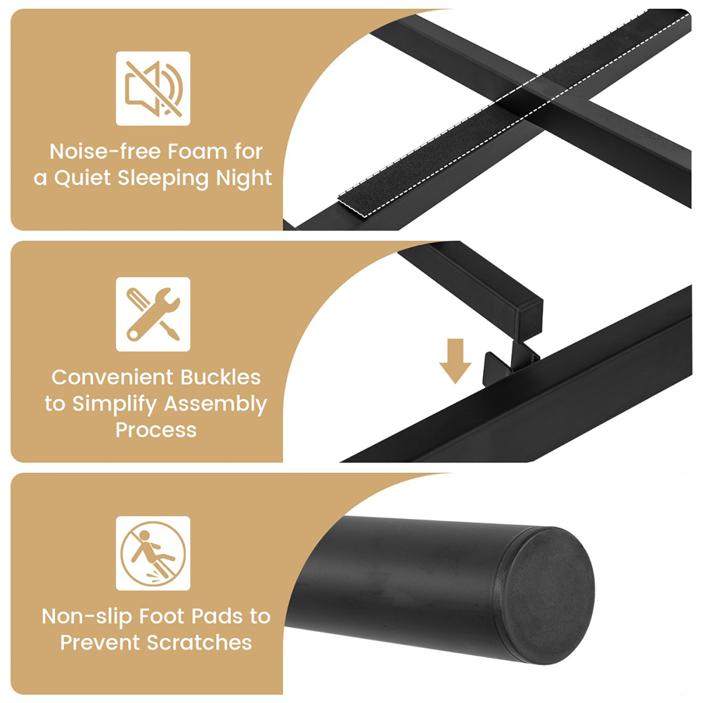 Costway King Size Black Metal Bed Frame with Headboard and Footboard Image 5