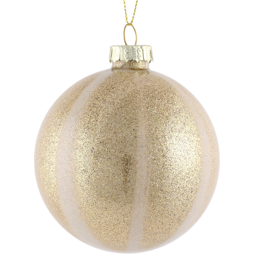 Champagne & Gold Striped Bauble - Gold Image 3