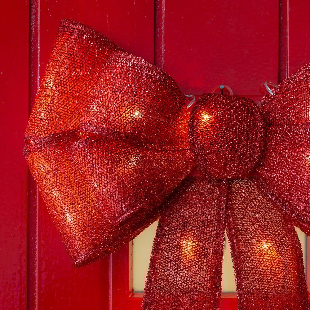 The Christmas Workshop 50cm LED Red Bow Decoration Image 3
