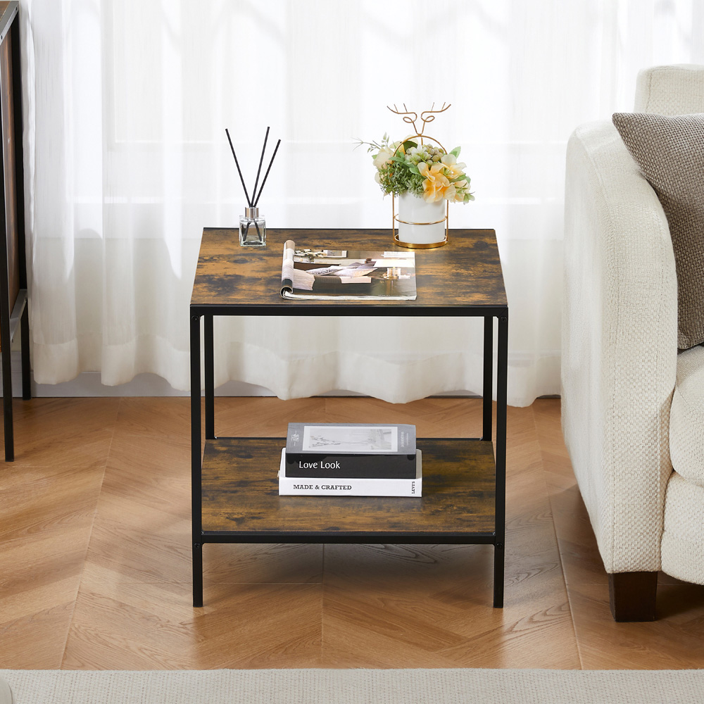 VIDA DESIGNS Brooklyn Dark Wood Metal Frame End Table Image 4