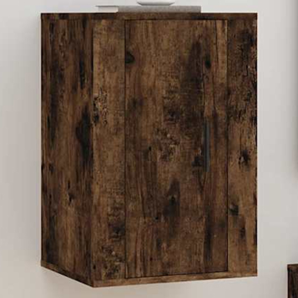 vidaXL Single Door Smoked Oak Wall Mounted TV Cabinet Set of 2 Image 1