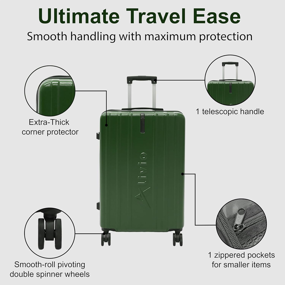 Alivio Set of 3 Green Hard Shell Luggage Suitcase Image 6