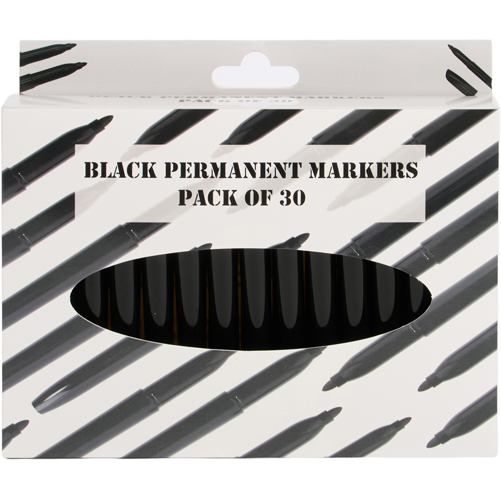 Pack of 30 Black Permanent Markers Image 7