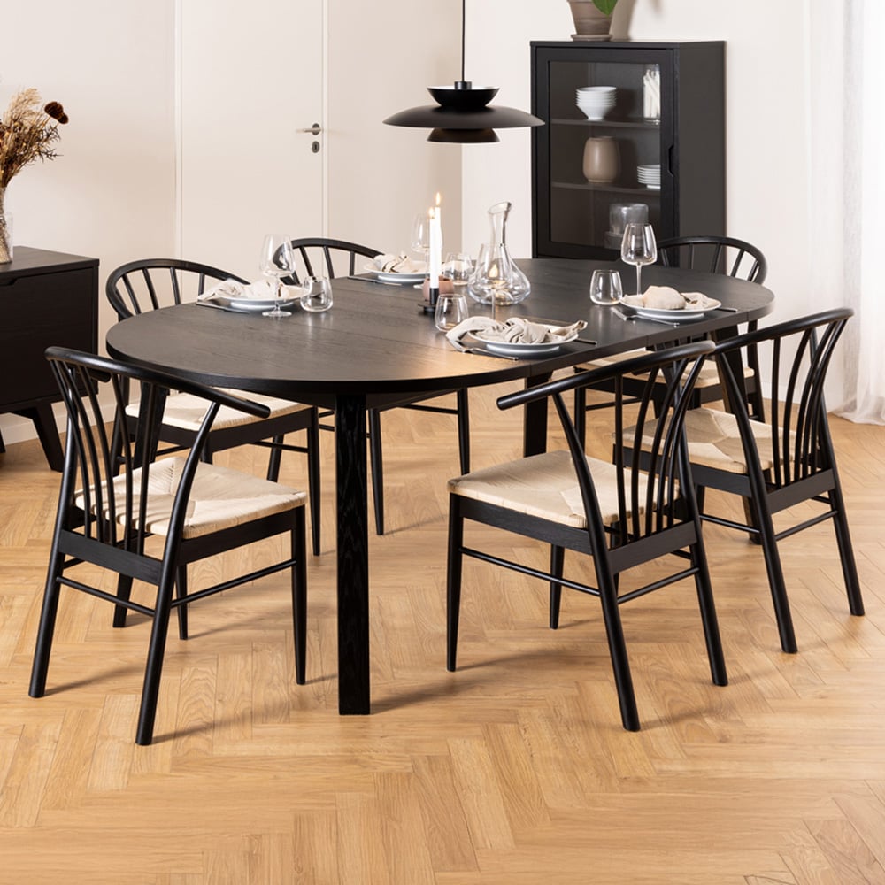 Florence Montreux 6 Seater Round Extending Dining Table Black Image 1