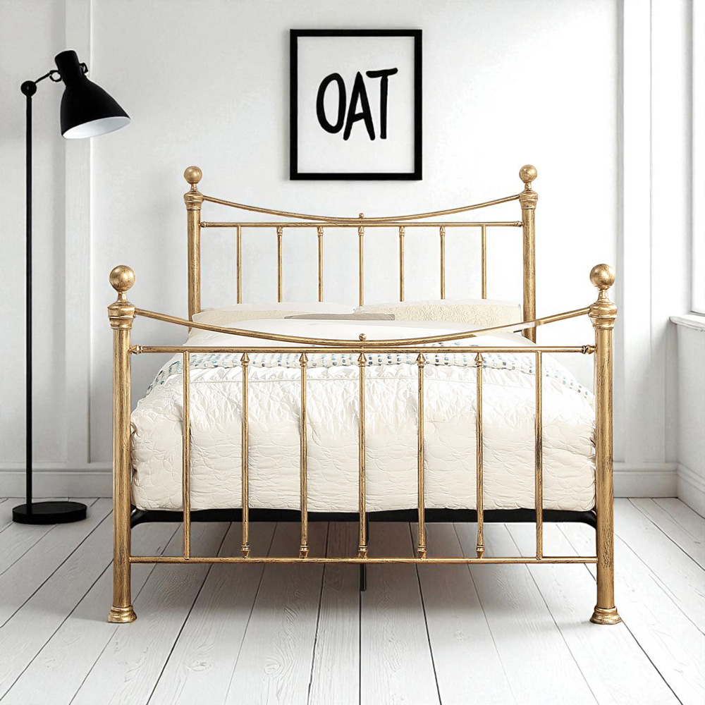 OAT Home Hampstead Small Double Antique Brass Effect Metal Bed Image 8